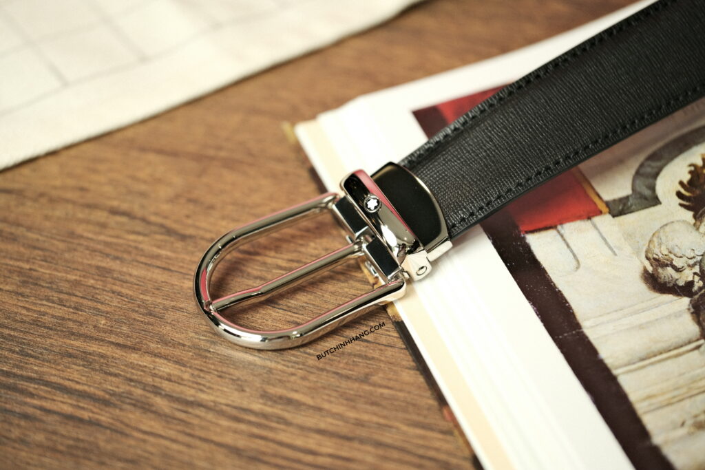 Thắt lưng Black Leather Men's Horseshoe Reversible Belt 118430 - 3cm - DSCF0248