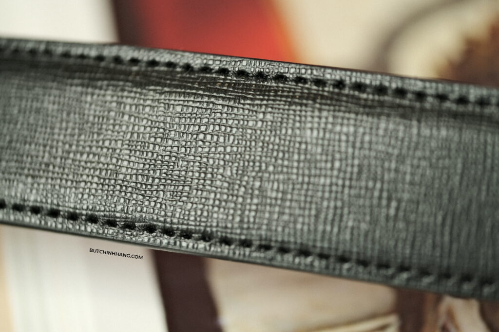 Thắt lưng Black Leather Men's Horseshoe Reversible Belt 118430 - 3cm - DSCF0249