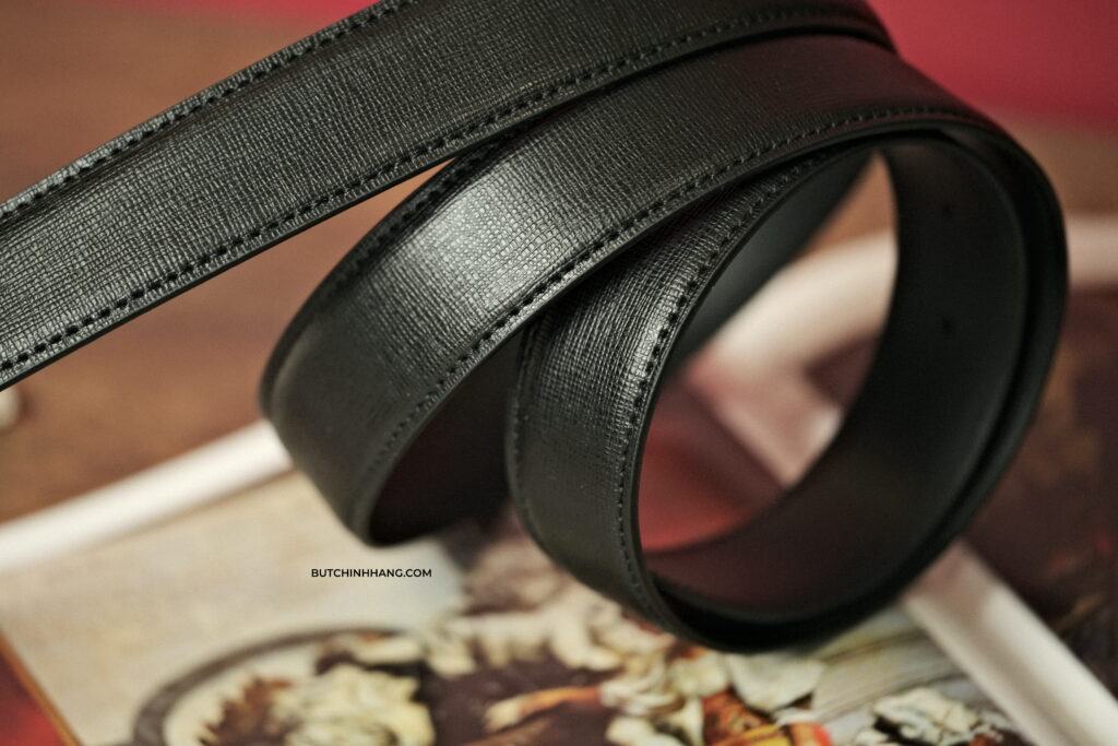 Thắt lưng Black Leather Men's Horseshoe Reversible Belt 118430 - 3cm - DSCF0250