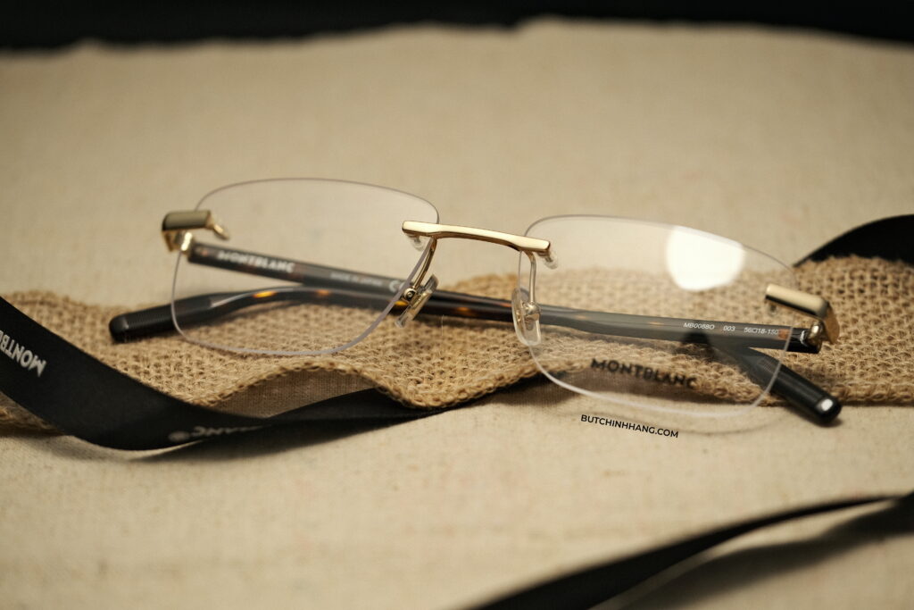 Gọng kính Montblanc Rimless Gold Havana Eyeglasses MB0088O - DSCF9719