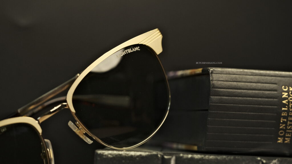 Kính mát Montblanc Retro Sunglasses Matte Gold/Havana mẫu kính mang vẻ đẹp retro độc đáo DSF1384