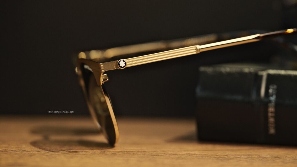 Kính mát Montblanc Retro Sunglasses Matte Gold/Havana mẫu kính mang vẻ đẹp retro độc đáo DSF1386