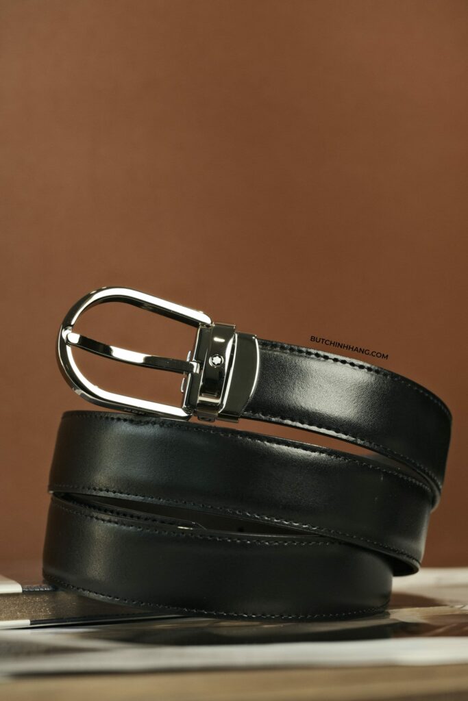 Thắt lưng Montblanc Classic Line Platinum Belt 38157 - 3cm - chiec that lung 38157 truyen thong va so montblanc denim