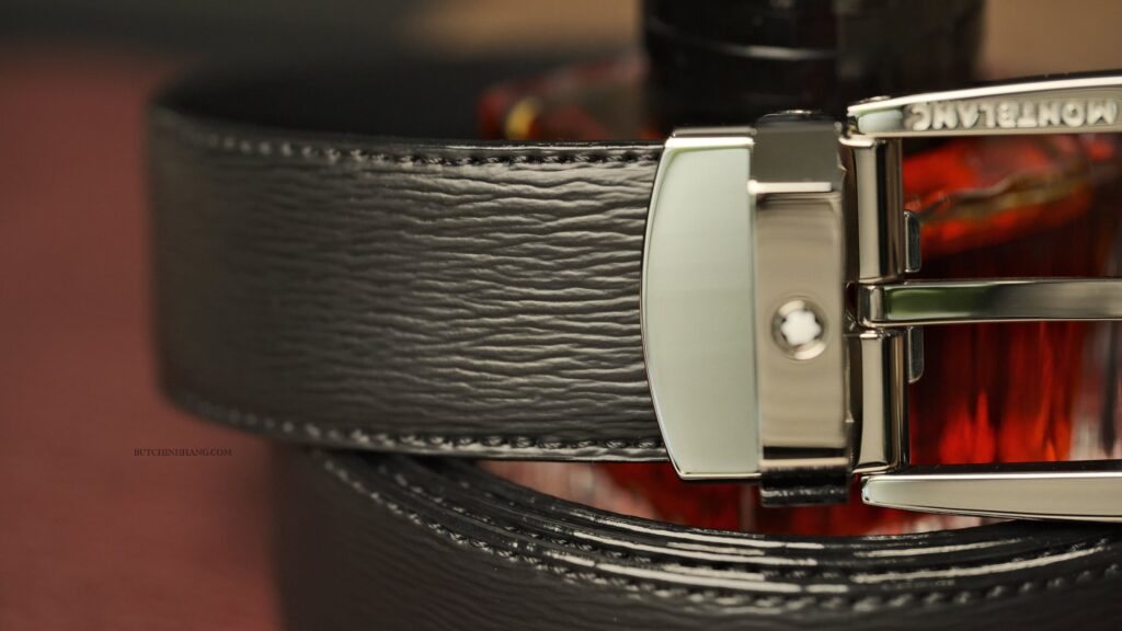 Thắt lưng Montblanc Trapeze Shiny Stainless Steel Pin Buckle Belt 116706 - Phiên bản da đặc biệt - that lung montblanc trapeze shiny stainless steel pin buckle belt 116706 phien ban da dac biet 1