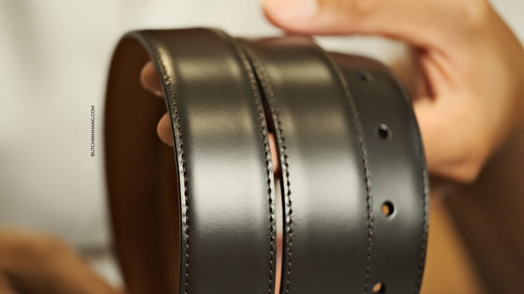 Đẳng cấp và phong cách cùng thắt lưng Montblanc Rectangular Shiny Stainless Steel Pin Buckle Brown Smooth Leather 118420 - DSCF2976