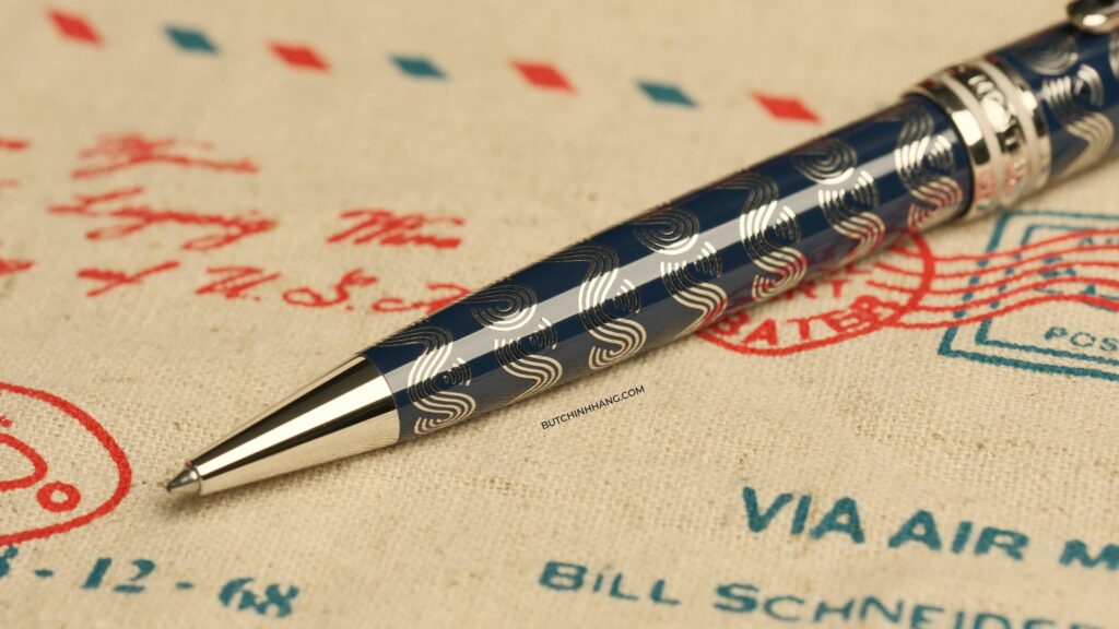 Thép và sơn mài xanh - Bút bi xoay Montblanc Meisterstuck Around the World in 80 Days Solitaire Midsize - thep va son mai xanh but bi xoay montblanc meisterstuck around the world in 80 days solitaire midsize 2
