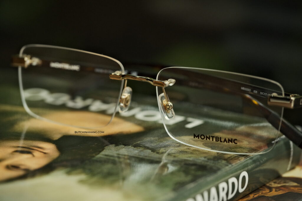 Gọng kính Montblanc Rimless Gold Havana Eyeglasses 00550 - DSCF4965