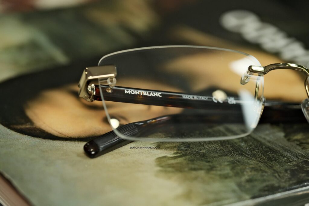 Phiên bản gọng kính kết hợp giữa hiện đại và truyền thống - Montblanc Rimless Gold Havana Eyeglasses 00550 - phien ban gong kinh ket hop giua hien dai va truyen thong montblanc rimless gold havana eyeglasses 553