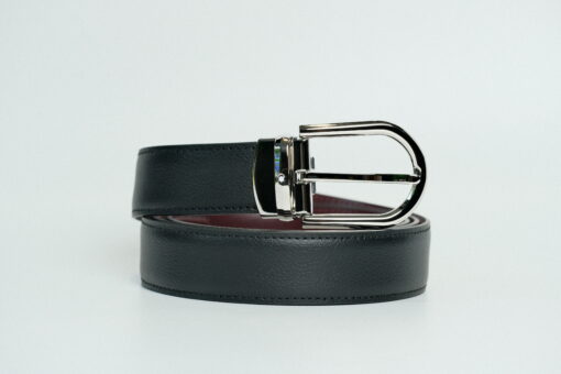 Thắt lưng Montblanc Shiny Palladium Black/burgundy reversible leather belt 128755 – 3cm Thắt lưng Montblanc Mới Nguyên Hộp