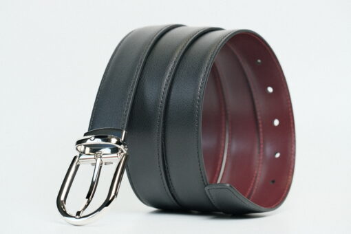 Thắt lưng Montblanc Shiny Palladium Black/burgundy reversible leather belt 128755 – 3cm Thắt lưng Montblanc Mới Nguyên Hộp 3