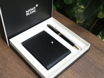Bộ set bút Montblanc Meisterstuck Classique Gold Plated Ballpoint Pen & MST Wallet Black 6cc Bút Montblanc ORDER Bút Bi Xoay Montblanc