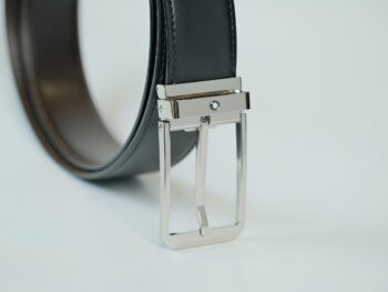 Thắt lưng Montblanc Steel Pin Buckle Black/Brown Reversible Leather Belt 124383 - 3,5cm - Ảnh 3