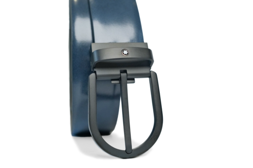 Thắt lưng Montblanc Horseshoe Matt Black PVD Finish Pin Buckle Blue Brushed 129427 – 3,5cm Thắt lưng Montblanc Mới Nguyên Hộp 3