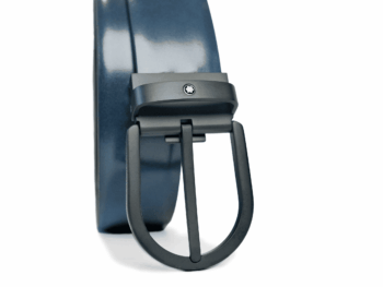 Thắt lưng Montblanc Horseshoe Matt Black PVD Finish Pin Buckle Blue Brushed 129427 - 3,5cm - that lung montblanc horseshoe matt black pvd finish pin buckle blue brushed 129427 35cm 1