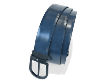 Thắt lưng Montblanc Horseshoe Matt Black PVD Finish Pin Buckle Blue Brushed 129427 - 3,5cm - that lung montblanc horseshoe matt black pvd finish pin buckle blue brushed 129427 35cm 5