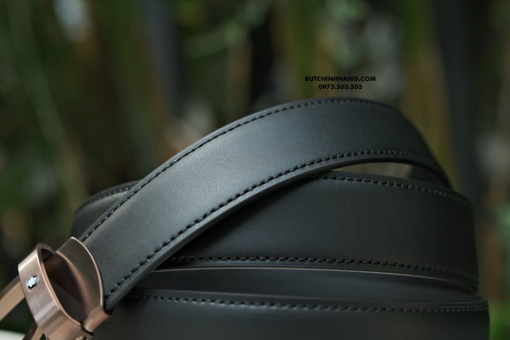Thắt lưng Montblanc Horeshoe Stainless Steel Malt Bronze PVD Finish Pin Buckle Black Leather 129426 - 3cm - that lung montblanc horeshoe stainless steel malt bronze pvd finish pin buckle black leather 129426 3cm