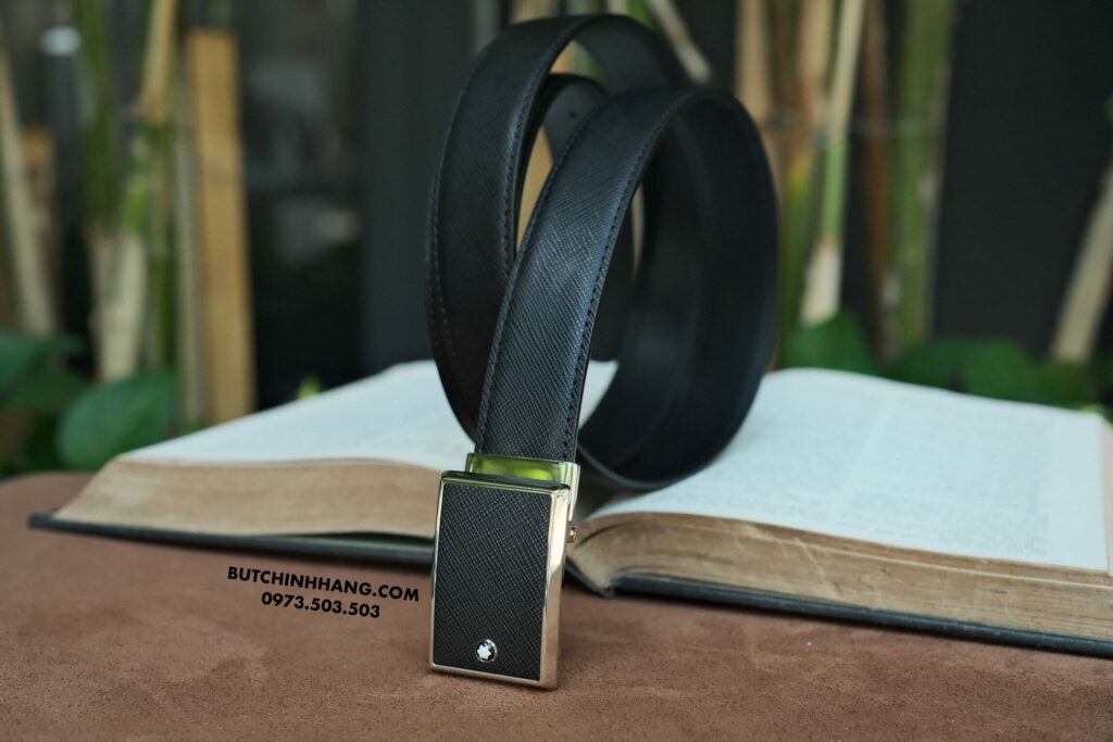 Thắt lưng Montblanc Leather Goods Black Saffiano Leather Belt 114421 - that lung montblanc leather goods black saffiano leather belt 114421