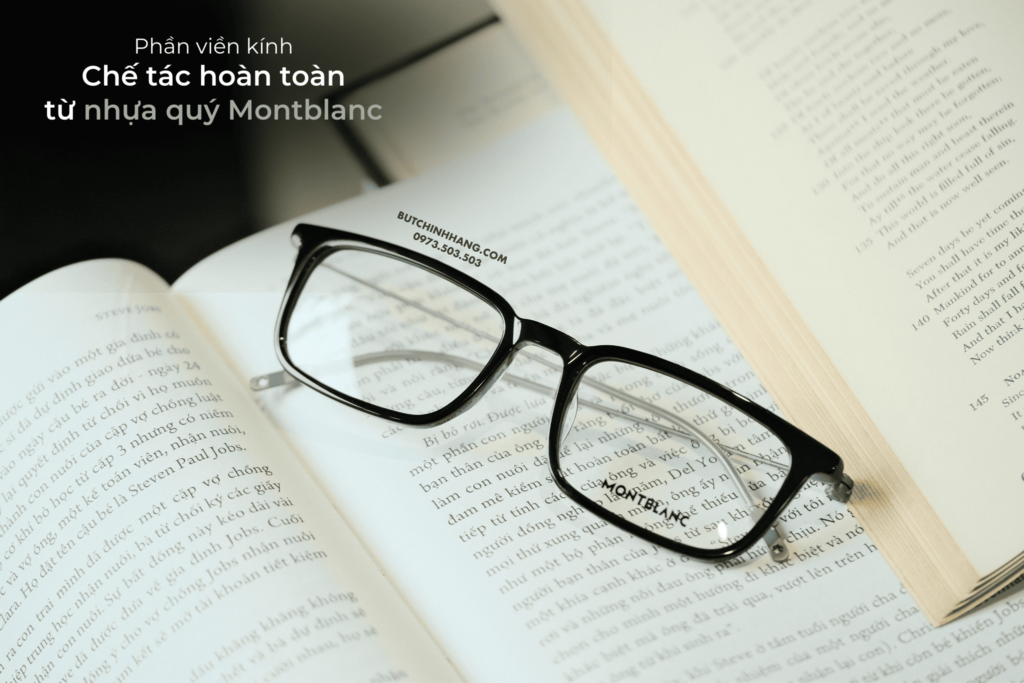 Montblanc Rectangula Black/Ruthenium glasses frame - Design combining plastic glasses frame and metal glasses temple - Montblanc Rectangula BlackRuthenium glasses frame design combining plastic glasses frame and metal glasses temple 2