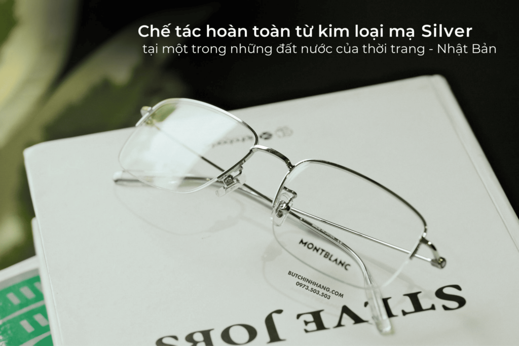 Gọng kính nửa viền phong cách - Montblanc Semi-Rimless Eyeglasses MB0084OK 006 - gong kinh nua vien phong cach montblanc semi rimless eyeglasses mb0084ok 006