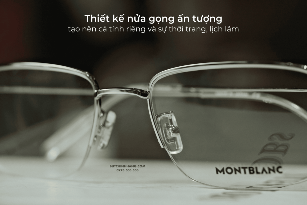 Gọng kính nửa viền phong cách - Montblanc Semi-Rimless Eyeglasses MB0084OK 006 - gong kinh nua vien phong cach montblanc semi rimless eyeglasses mb0084ok 9