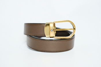 Thắt lưng Montblanc Horseshoe Vintage Gold Pin Buckle Brown Plain Leather Belt 129424 – 3cm Thắt lưng Montblanc