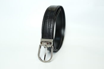 Thắt lưng Montblanc Horseshoe Buckle Printed Black/Plain Black Reversible Leather Belt 130016 – 3,5cm Thắt lưng Montblanc 2