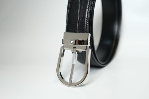 Thắt lưng Montblanc Horseshoe Buckle Printed Black/Plain Black Reversible Leather Belt 130016 – 3,5cm Thắt lưng Montblanc 4