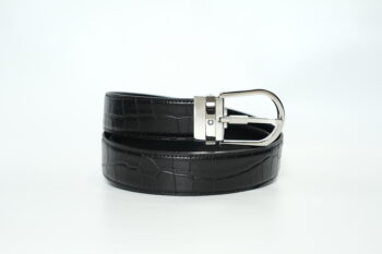 Thắt lưng Montblanc Horseshoe Buckle Printed Black/Plain Black Reversible Leather Belt 130016 – 3,5cm Thắt lưng Montblanc