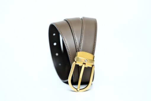 Thắt lưng Montblanc Horseshoe Vintage Gold Pin Buckle Brown Plain Leather Belt 129424 – 3cm Thắt lưng Montblanc 4