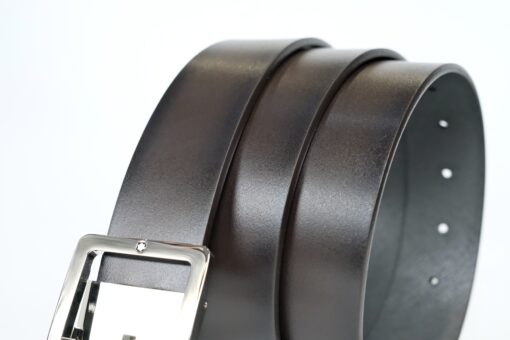 Thắt lưng Montblanc Rectangular Frame Pin Buckle Shiny Palladium Reversible Brown Sfumato&Grey Saffiano Leather Belt 131163 – 3,5cm Thắt lưng Montblanc Mới Nguyên Hộp 4