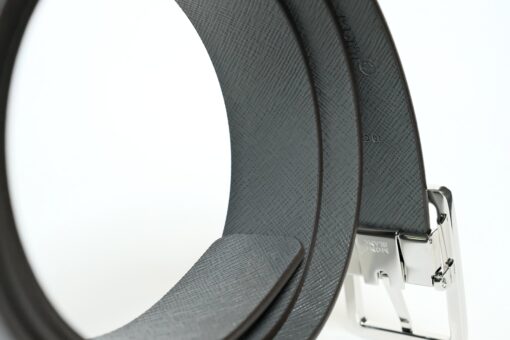 Thắt lưng Montblanc Rectangular Frame Pin Buckle Shiny Palladium Reversible Brown Sfumato&Grey Saffiano Leather Belt 131163 – 3,5cm Thắt lưng Montblanc Mới Nguyên Hộp 6