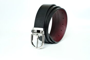 Thắt lưng Montblanc Horseshoe Pin Buckle Shiny Palladium Reversible Black&Mosto Saffiano Leather Belt 131176 – 3,5cm Thắt lưng Montblanc Mới Nguyên Hộp 2