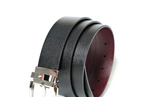Thắt lưng Montblanc Horseshoe Pin Buckle Shiny Palladium Reversible Black&Mosto Saffiano Leather Belt 131176 – 3,5cm Thắt lưng Montblanc Mới Nguyên Hộp 4