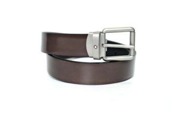 Thắt lưng Montblanc Rounded Square Vintage Pin Buckle Brown Brushed Leather Belt 129452 – 3cm Thắt lưng Montblanc Mới Nguyên Hộp
