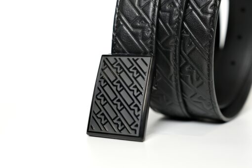 Thắt lưng Montblanc Plate Buckle with M Pattern Stainless Steel Black PVD Finish Embossed Leather Goods 129450 – 3cm Thắt lưng Montblanc Mới Nguyên Hộp 3
