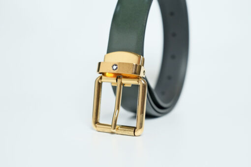 Thắt lưng Montblanc Rounded Square Vintage Gold Pin Buckle Green Brushed Leather Belt 129454 – 3cm Thắt lưng Montblanc Mới Nguyên Hộp 3