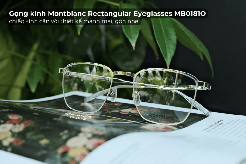 Gọng kính cận Montblanc MB0181O với màu mạ silver  - gong kinh can montblanc mb0181o voi mau ma silver 3