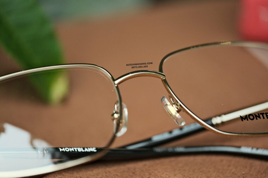 Gọng kính Montblanc Rectangular Gold Eyeglasses MB0072O 003 - gong kinh montblanc rectangular gold eyeglasses mb0072o 003