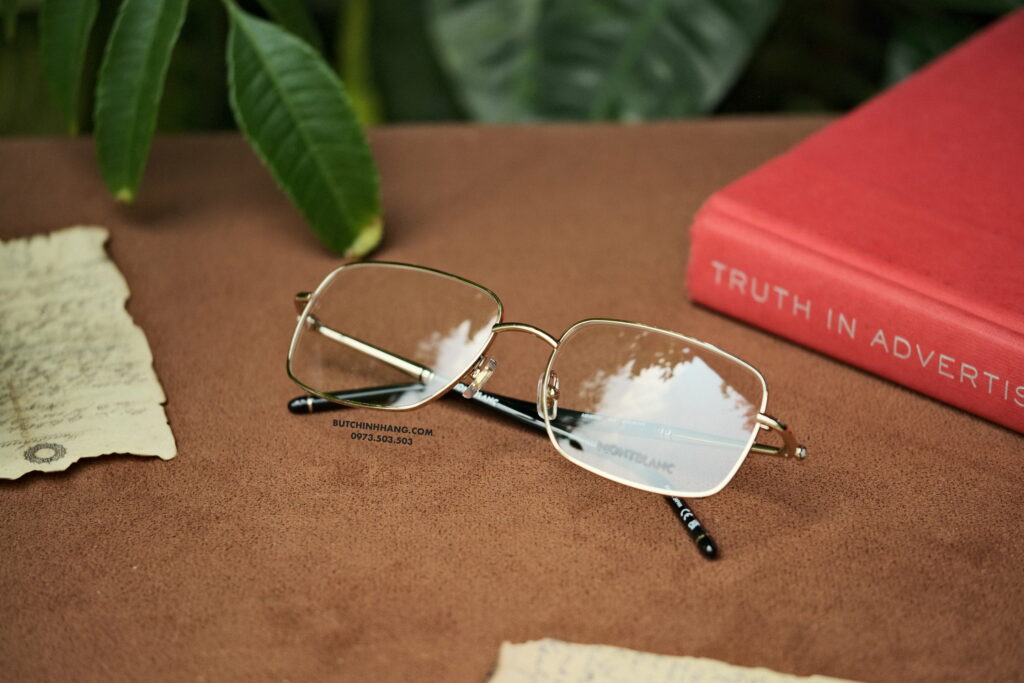 Gọng kính Montblanc Rectangular Gold Eyeglasses MB0072O 003 - gong kinh montblanc rectangular gold eyeglasses mb0072o 7