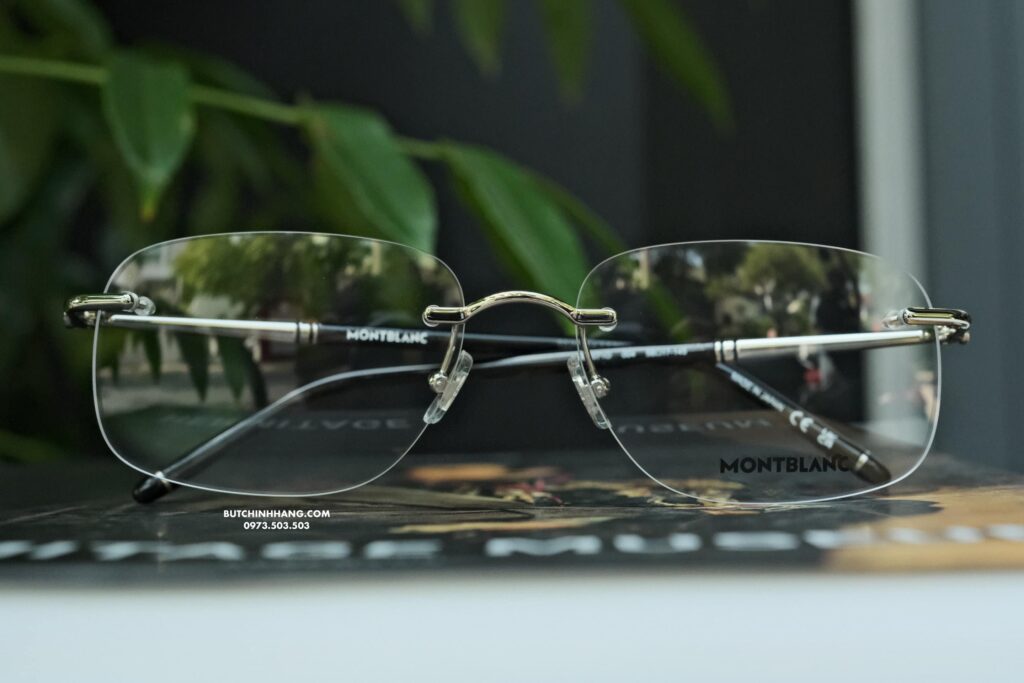 Gọng kính Montblanc Rimless Platinum Eyeglasses MB0071O - gong kinh montblanc rimless platinum eyeglasses mb0071o