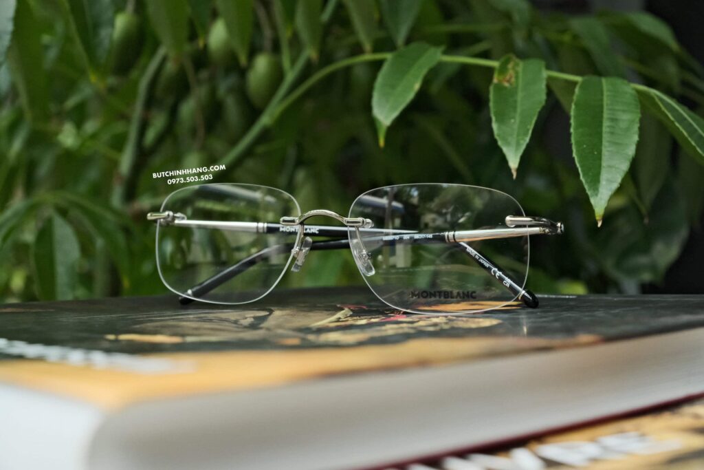 Gọng kính Montblanc Rimless Platinum Eyeglasses MB0071O - gong kinh montblanc rimless platinum eyeglasses mb0071o 3