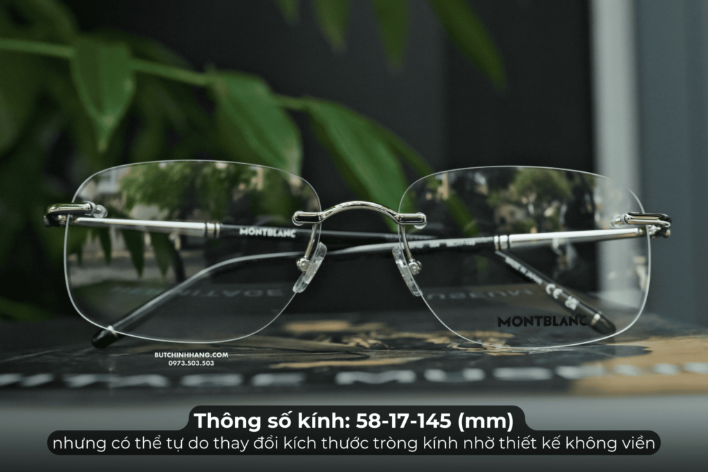 Gọng kính Montblanc Rimless Platinum MB0071O, mẫu kính văn phòng sang trọng - gong kinh montblanc rimless platinum mb0071o mau kinh van phong sang trong