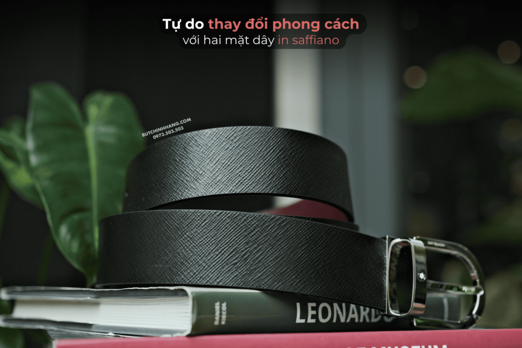 Kết hợp giữa màu đen và nâu đỏ, mẫu thắt lưng Montblanc với da dập vân saffiano Reversible Black&Mosto đầy lịch thiệp - ket hop giua mau den va nau do mau that lung montblanc voi da dap van saffiano reversible blackampmosto day lich thiep 2