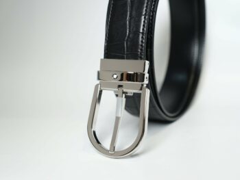 Thắt lưng Montblanc Horseshoe Buckle Printed Black/Plain Black Reversible Leather Belt 130016 - 3,5cm - that lung montblanc horseshoe buckle printed blackplain black reversible leather belt 130016 35cm 5 scaled
