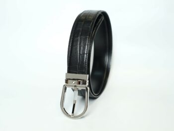 Thắt lưng Montblanc Horseshoe Buckle Printed Black/Plain Black Reversible Leather Belt 130016 - 3,5cm - that lung montblanc horseshoe buckle printed blackplain black reversible leather belt 130016 35cm 6 scaled