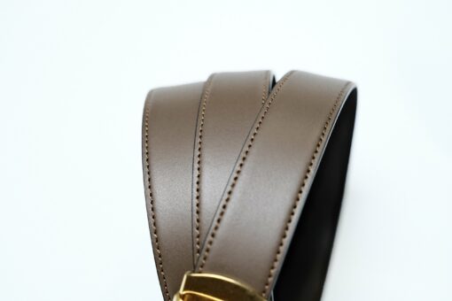 Thắt lưng Montblanc Horseshoe Vintage Gold Pin Buckle Brown Plain Leather Belt 129424 - 3cm - Image 5