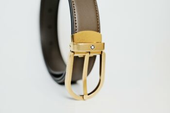 Thắt lưng Montblanc Horseshoe Vintage Gold Pin Buckle Brown Plain Leather Belt 129424 - 3cm - that lung montblanc horseshoe vintage gold pin buckle brown plain leather belt 129424 3cm