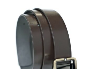 Thắt lưng Montblanc Rectangular Pin Buckle Light Gold & Ruthenium Reversible Dark Brown Plain & Grey Saffiano Leather Belt 131192 - 3,5cm - that lung montblanc rectangular pin buckle light gold amp ruthenium reversible dark brown plain amp grey saffiano leather belt 131192 35cm 6 scaled