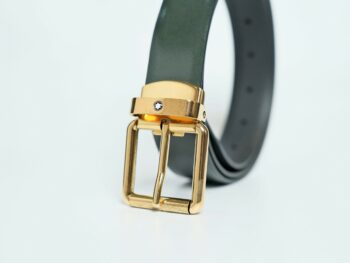 Thắt lưng Montblanc Rounded Square Vintage Gold Pin Buckle Green Brushed Leather Belt 129454 - 3cm - that lung montblanc rounded square vintage gold pin buckle green brushed leather belt 129454 3cm 2 scaled