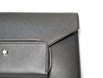 Túi clutch cầm tay Montblanc Sartorial Envelope Pouch with Pen Pocket Black Leather Goods 130314 - Ảnh 6